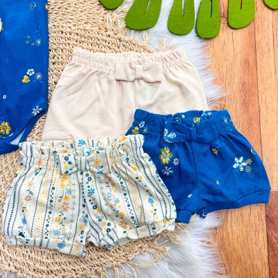 Kit 6 Peças - Floral Tropical - Creme, Off White e Azul Petróleo 